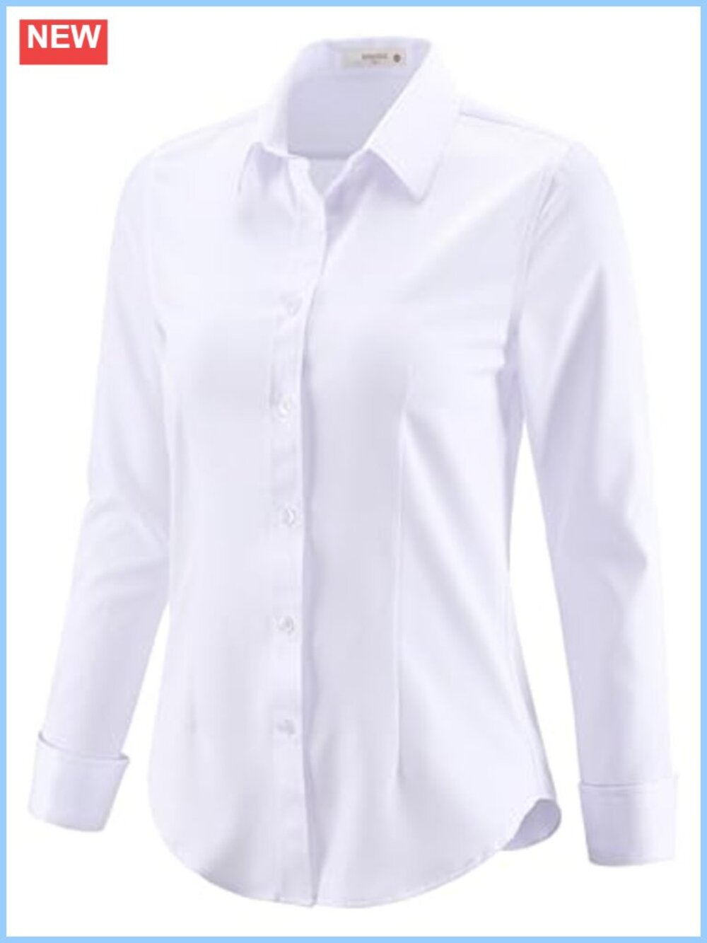 Women's Stretch Button Down Long Sleeve Work Blouse Wrinkle Free Solid